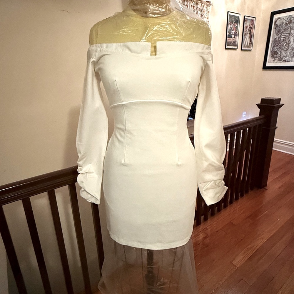 Anthropolgie BHLDN Gianna Off-Shoulder Ivory Dress - Picture 3 of 10